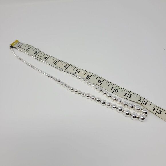 Vintage Signed Napier Graduated Silver Plated Beaded Matinee Necklace 25" Glam - Picture 3 of 10
